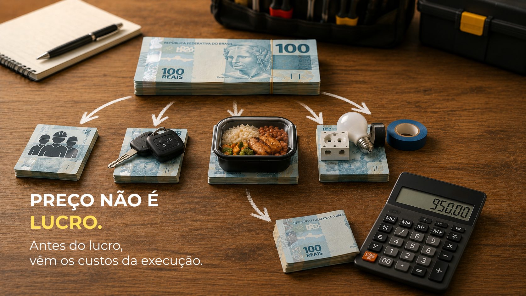 Preço não é lucro. Antes do lucro, vêm os custos da execução.